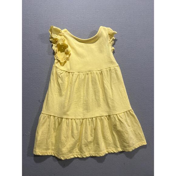 Cynthia Rowley Dress Girls XS 4 Yellow Floral Embroidered Ruffle Tiered Cute - Picture 2 of 5